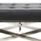 Black Leather Bench with Stainless Steel Supports